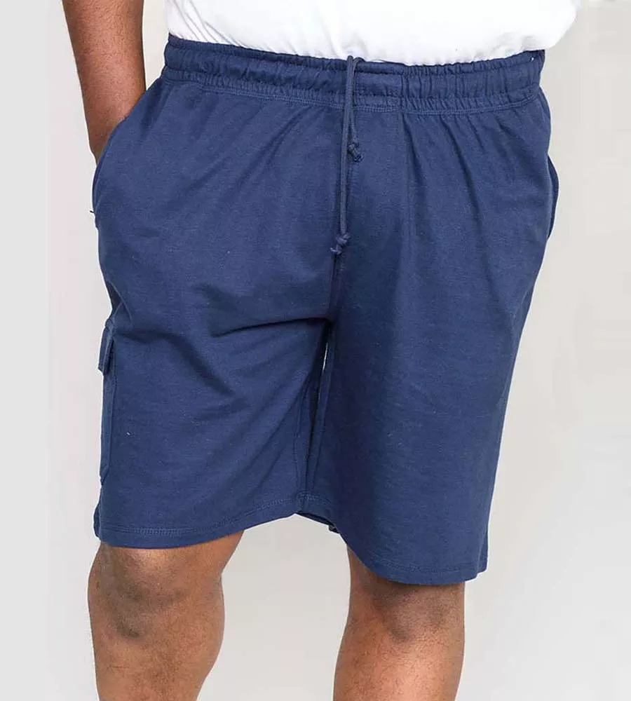 D555 Navy Lightweight Cotton Cargo Shorts for Big Men (JOHN NAVY)