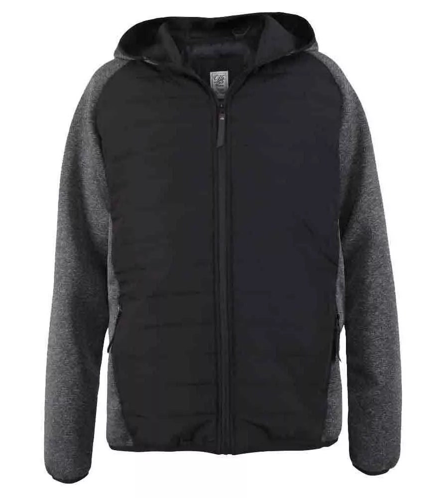 Big Men's Quilted Jacket With Fleece Sleeves & Hood (Highampton)