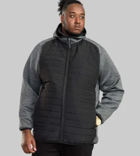 Big Men's Quilted Jacket With Fleece Sleeves & Hood (Highampton)