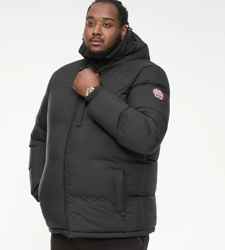 D555 Big Men's Quilted Puffer Jacket Half Micro Fleece Lining Hood Domenic