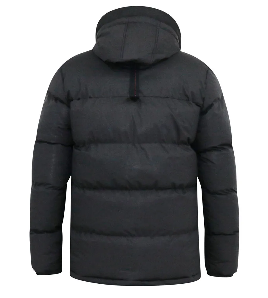 D555 Big Men's Quilted Puffer Jacket Half Micro Fleece Lining Hood Domenic