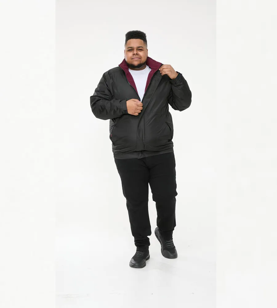 D555 Showerproof Jacket With Fleece Lining and Packaway Hood for Big Men (RUDY)