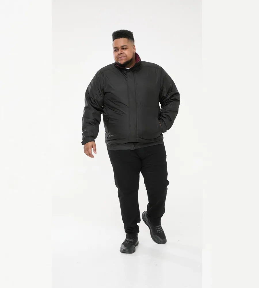 D555 Showerproof Jacket With Fleece Lining and Packaway Hood for Big Men (RUDY)