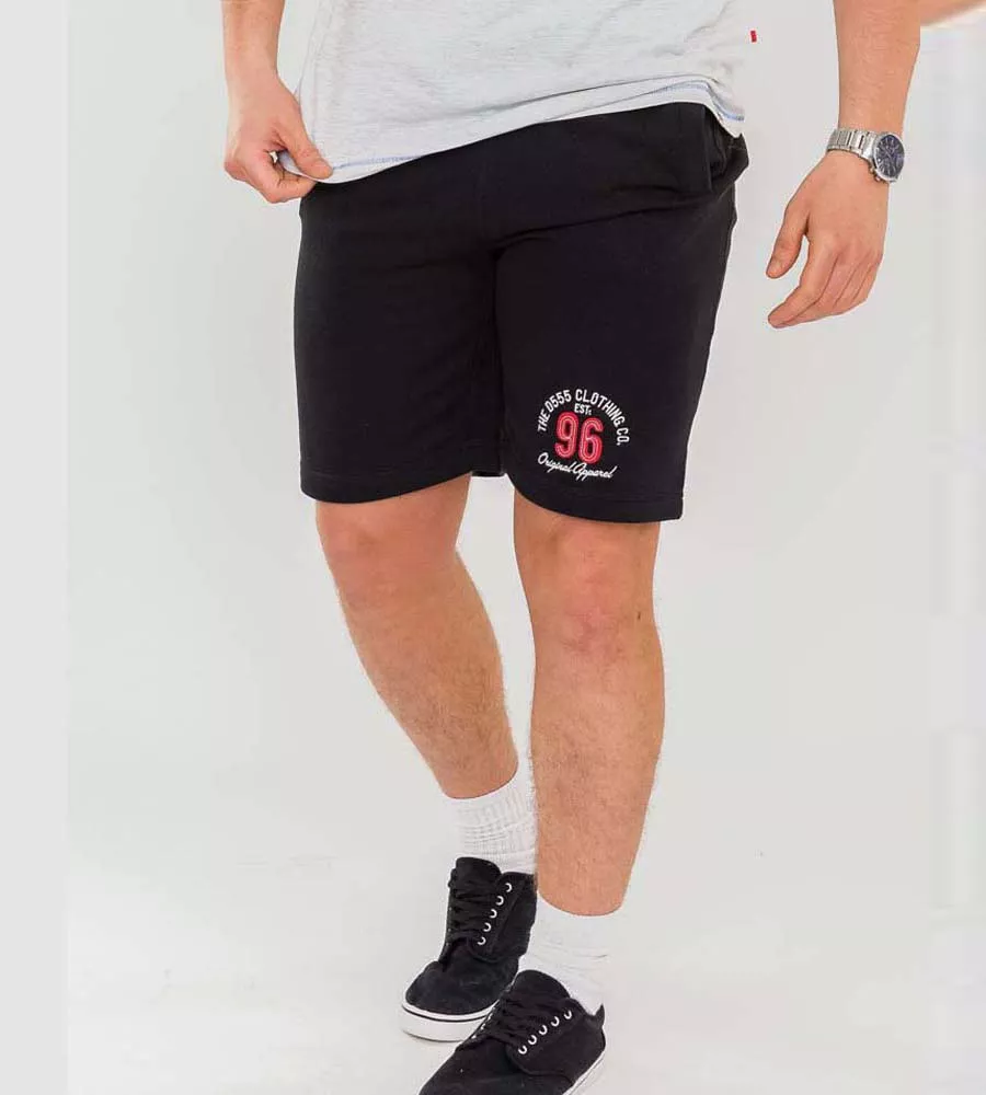 Men's Black Fleece Shorts Elasticated Waist With Embroidery & Applique (Tompkins 1)