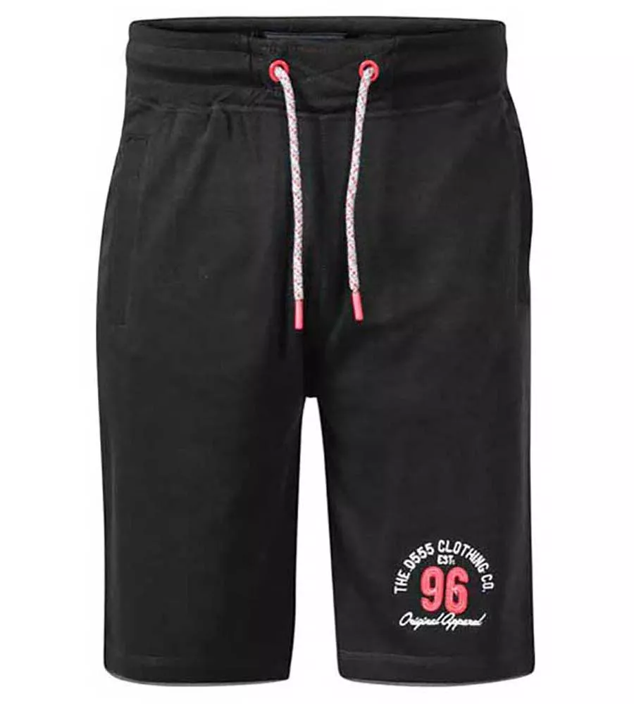 Men's Black Fleece Shorts Elasticated Waist With Embroidery & Applique (Tompkins 1)