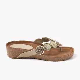 Dames Slippers 75.455 Beige - Women's Sandals, Beige Color