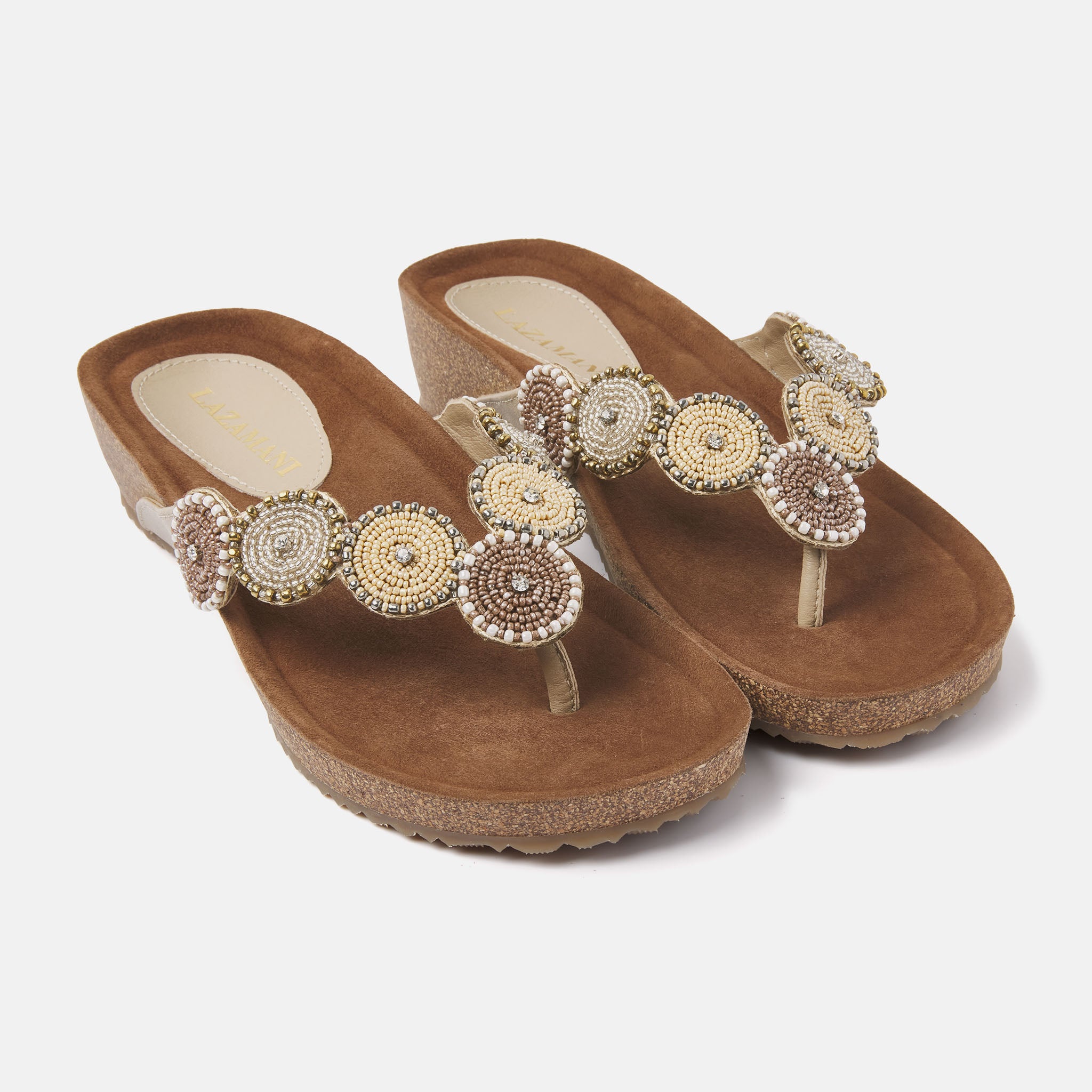 Dames Slippers 75.455 Beige - Women's Sandals, Beige Color