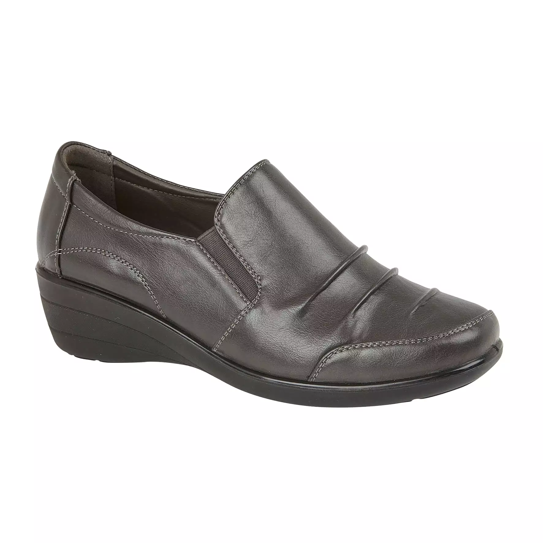 Dark Grey Slip-on Wedge Work Shoe for Ladies, Beatrice