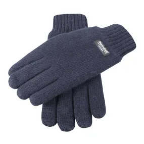 Mens Navy Blue 3M Thinsulate Wool Knit Gloves - Warm Winter.