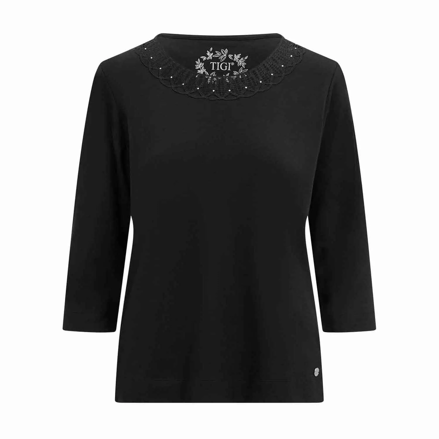 Diamante Black Neck Loop Top