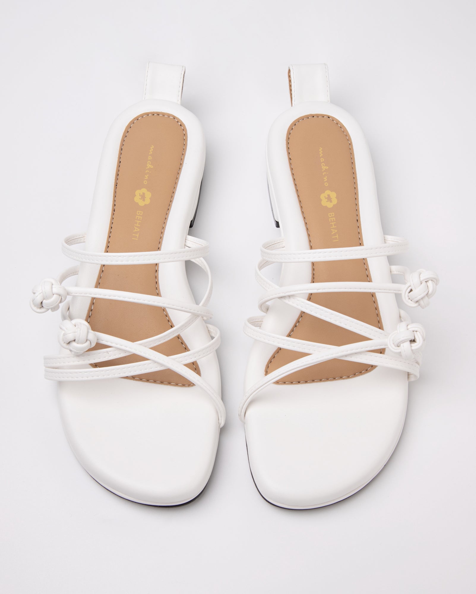 Double Chinese Knot White Leather Flats - Shop Now