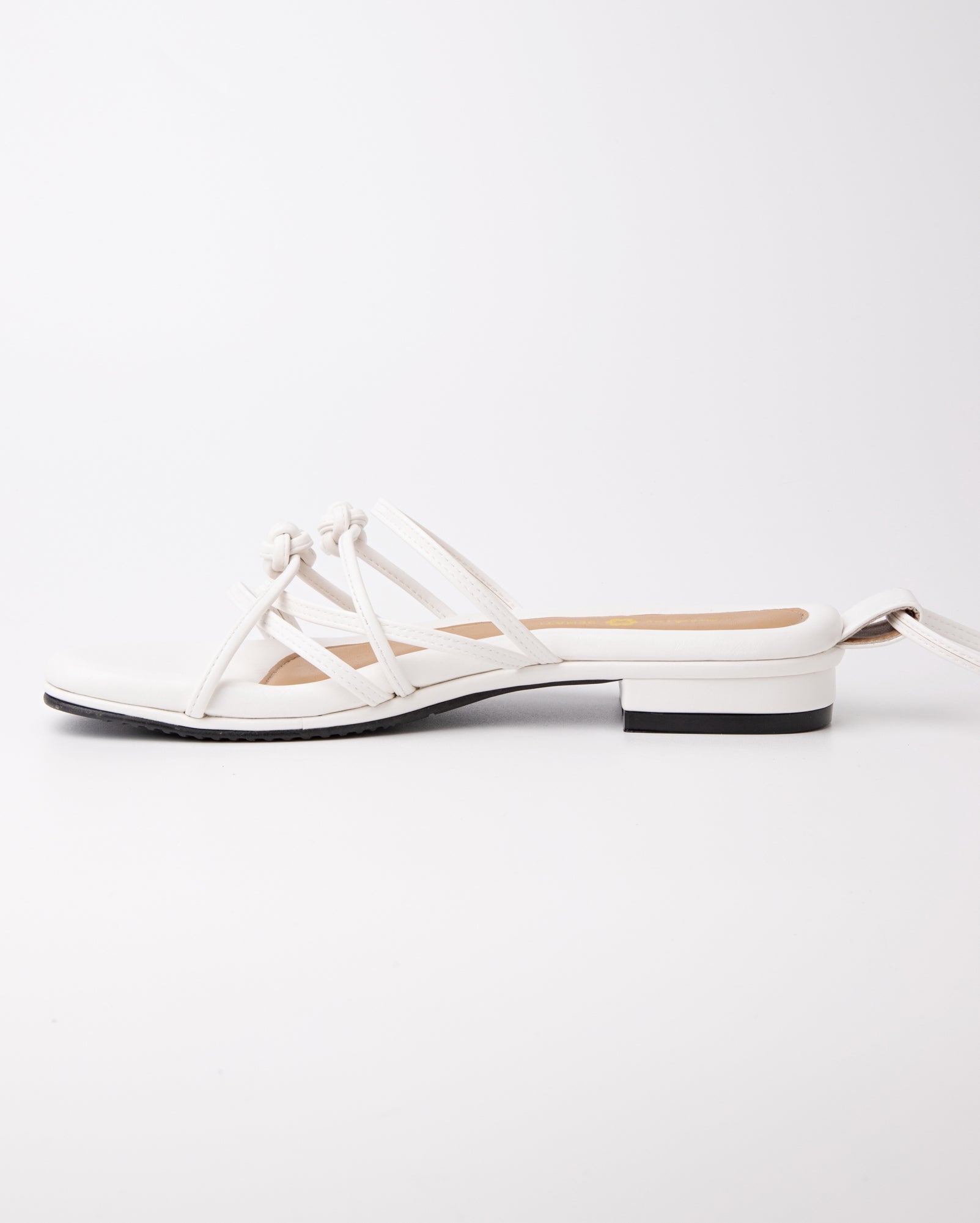 Double Chinese Knot White Leather Flats - Shop Now