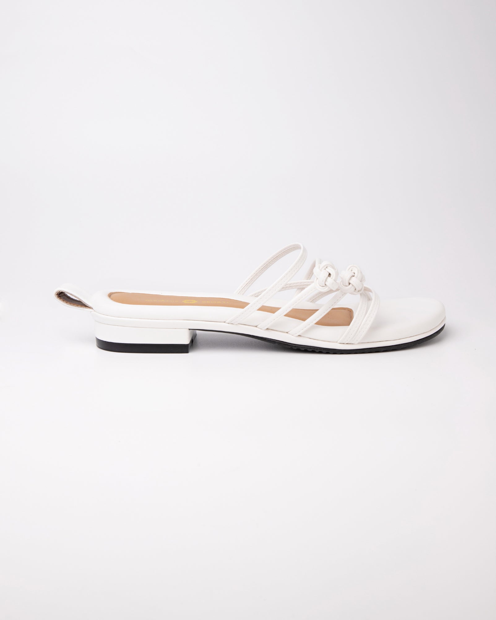 Double Chinese Knot White Leather Flats - Shop Now