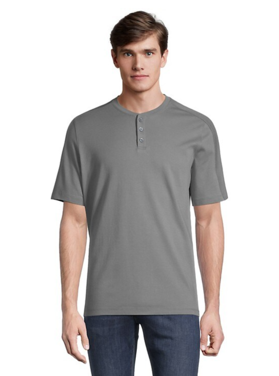 E+L Tech Men's Henley Button Tee - Concrete