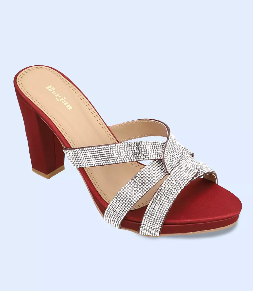 Formal Slipper Heels for Women in Maroon - BW8740