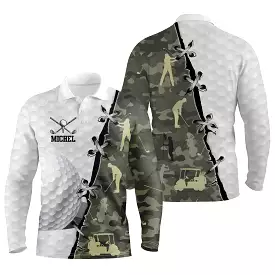 Golf Long Sleeve Polo, Personalized Golf Gift, Golfer, Golfer, Camouflage Patterns - CTS17052217