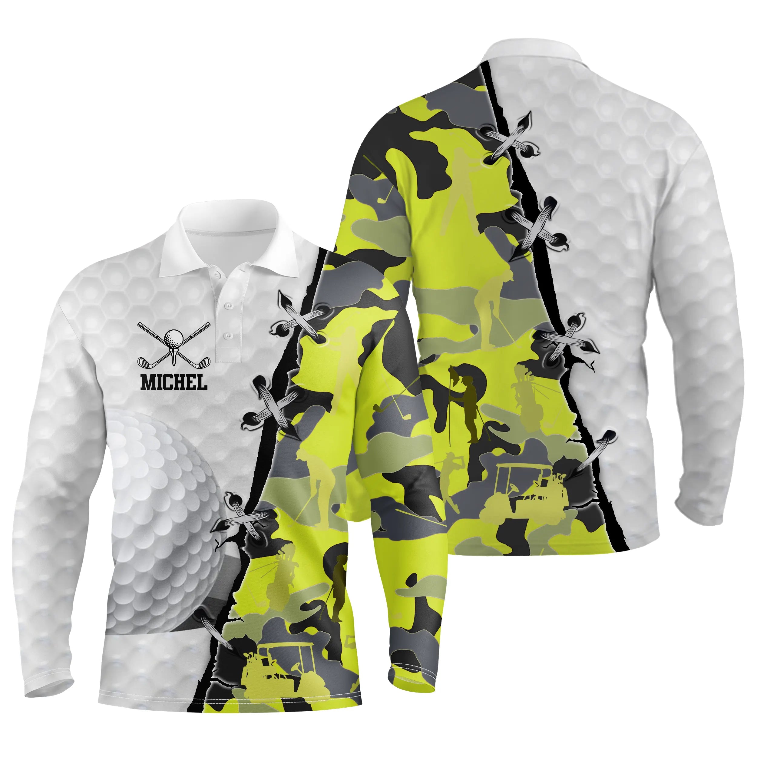 Golf Long Sleeve Polo, Personalized Golf Gift, Golfer, Golfer, Camouflage Patterns - CTS17052217