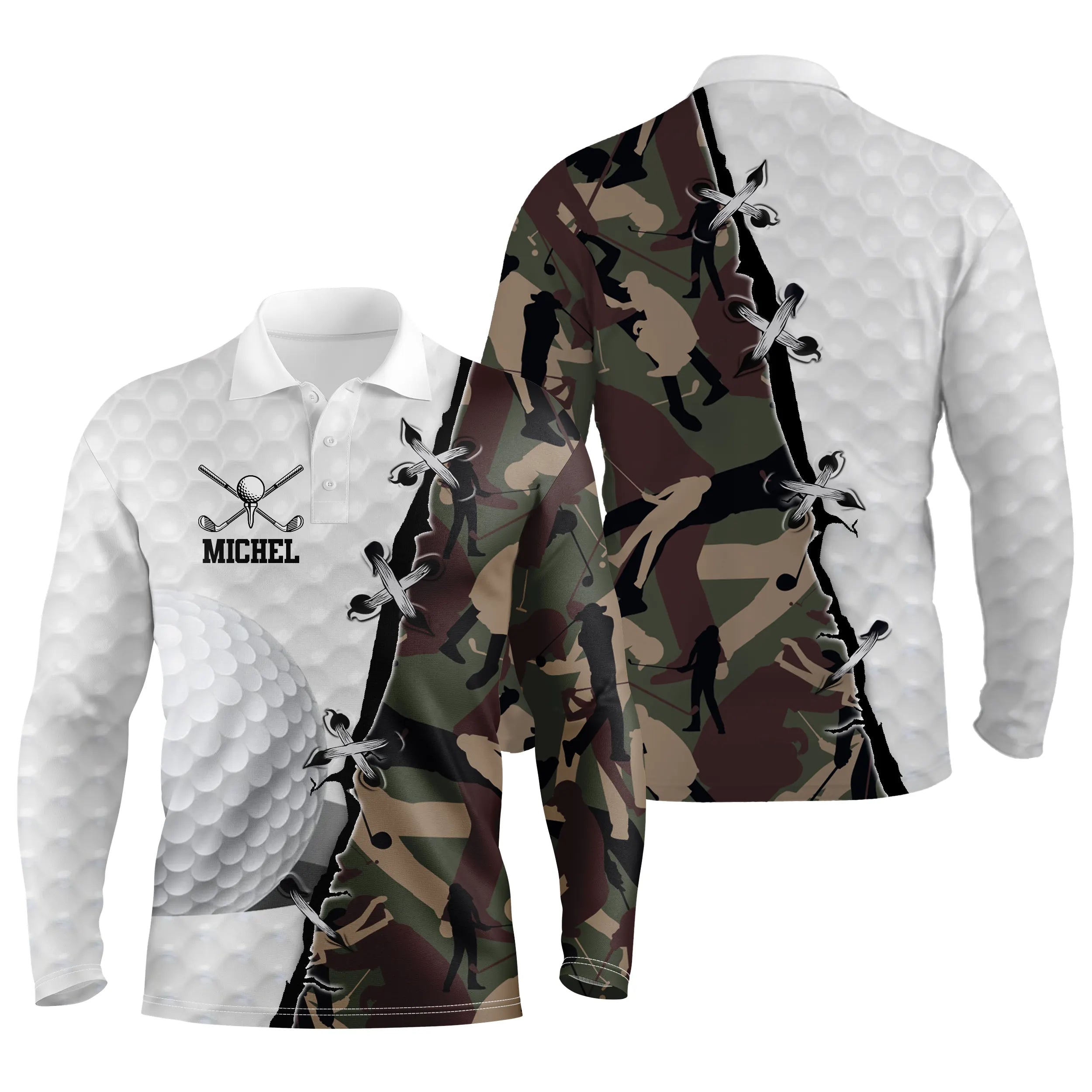 Golf Long Sleeve Polo, Personalized Golf Gift, Golfer, Golfer, Camouflage Patterns - CTS17052217