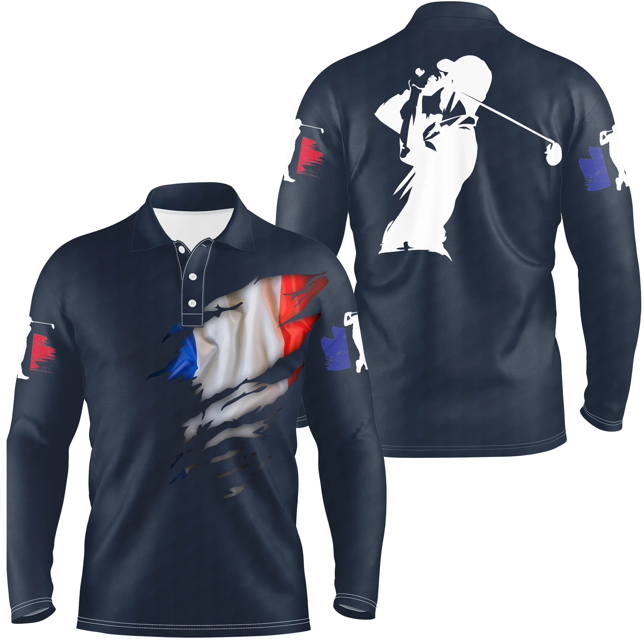 Golf Polo, Original Gift for Golfers, Quick-Drying Polo with French Flag - CTS17052212