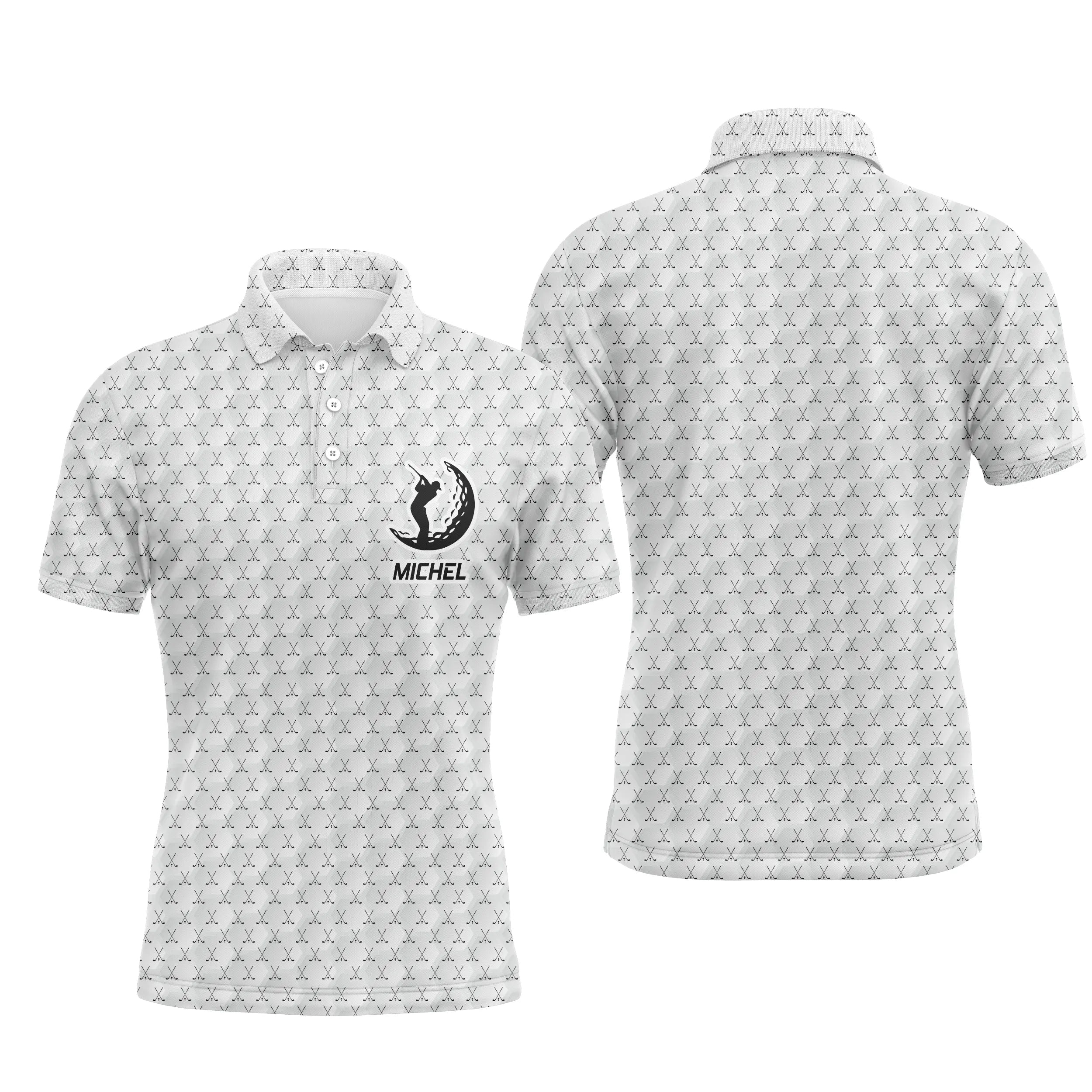 Golf Polo, Personalized Golf Gift, Quick-Drying Polo for Men and Women, Golf Ball Logo, Golf Club Pattern