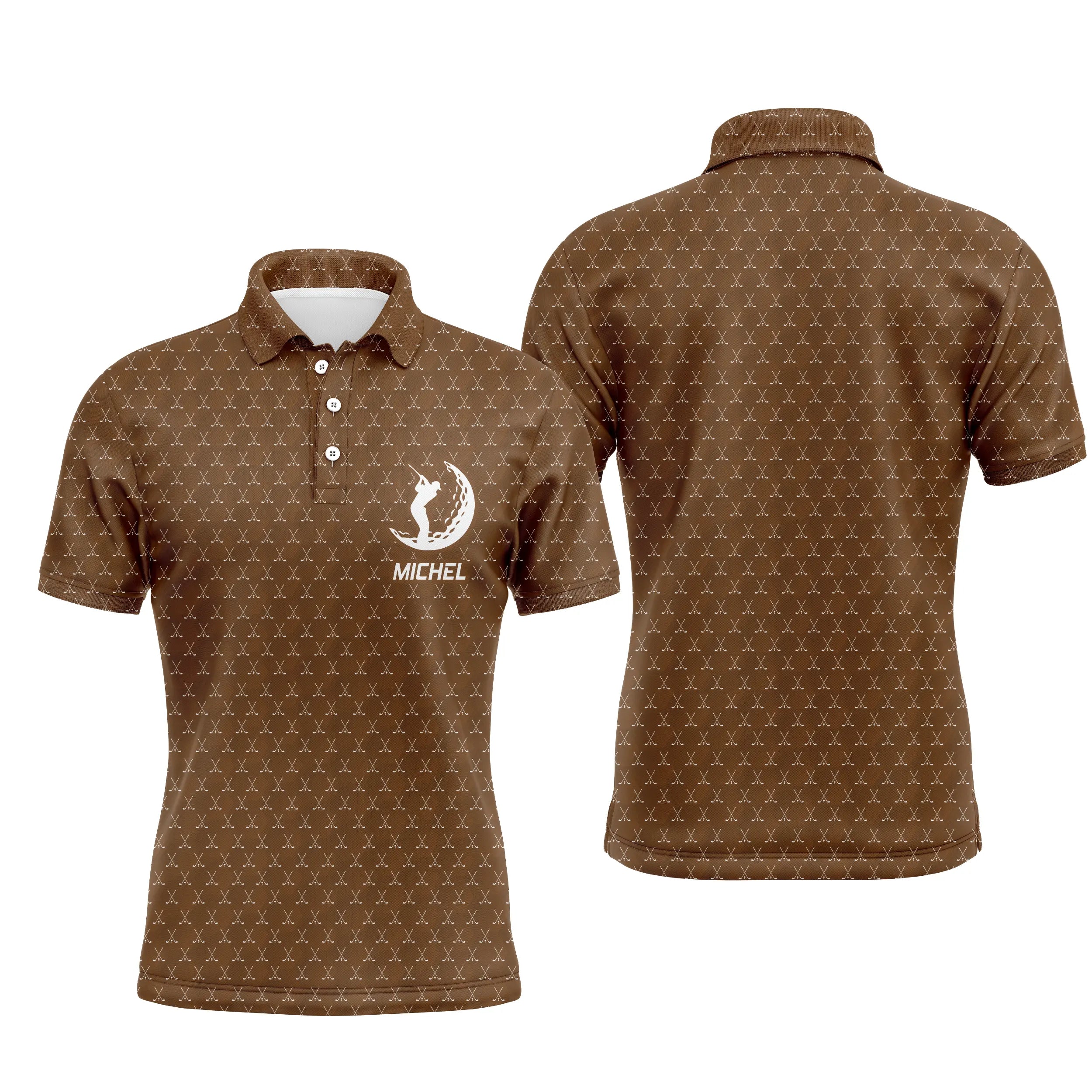 Golf Polo, Personalized Golf Gift, Quick-Drying Polo for Men and Women, Golf Ball Logo, Golf Club Pattern