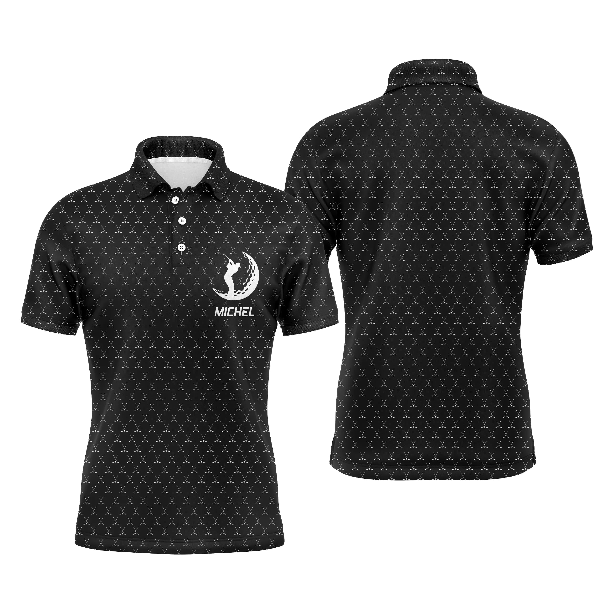 Golf Polo, Personalized Golf Gift, Quick-Drying Polo for Men and Women, Golf Ball Logo, Golf Club Pattern