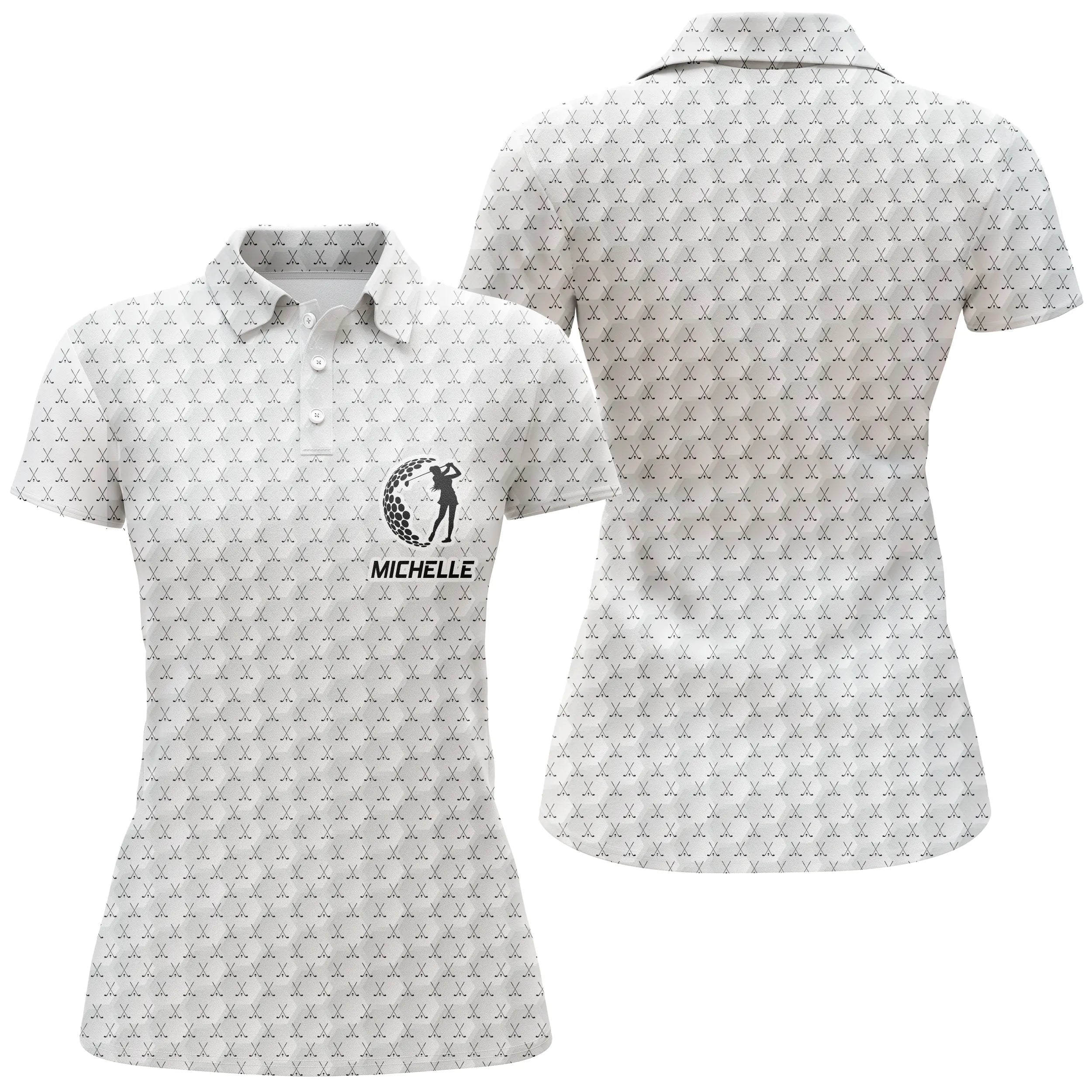 Golf Polo, Personalized Golf Gift, Quick-Drying Polo for Men and Women, Golf Ball Logo, Golf Club Pattern