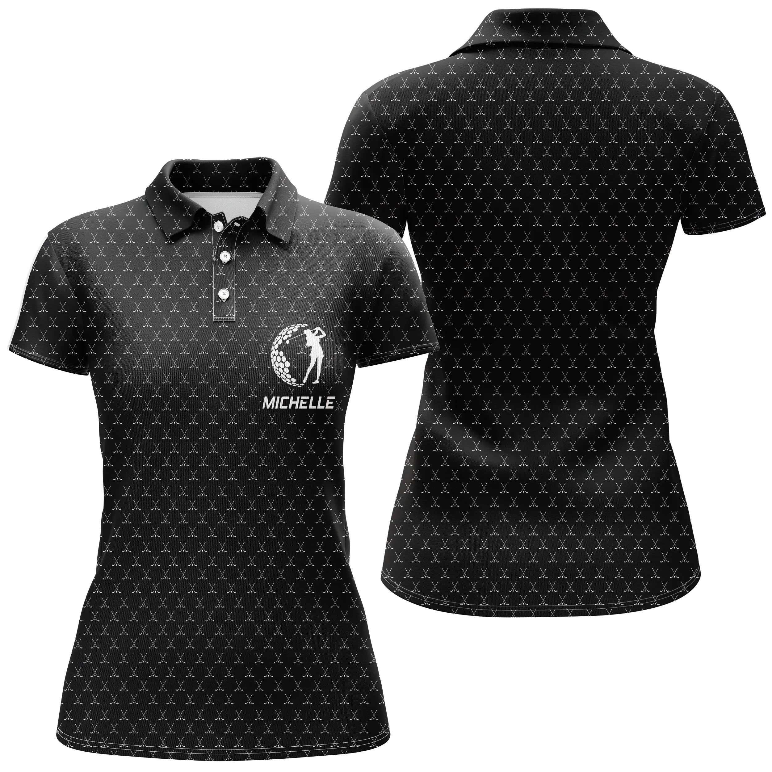 Golf Polo, Personalized Golf Gift, Quick-Drying Polo for Men and Women, Golf Ball Logo, Golf Club Pattern