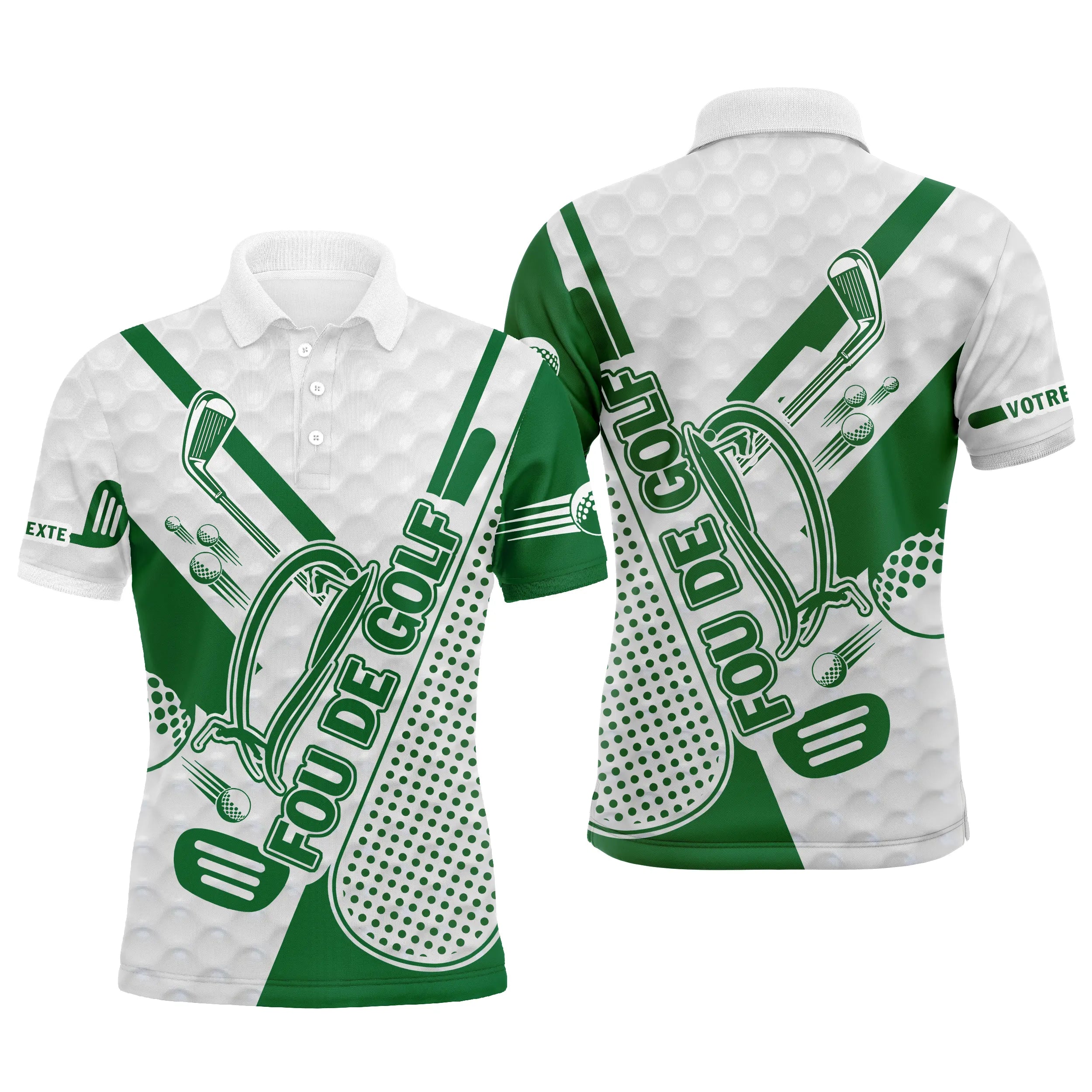 Golf Polo Shirt - Customizable Gift for Golf Fans, Green and Blue, Unisex Sports Polo, Golf Ball Patterns