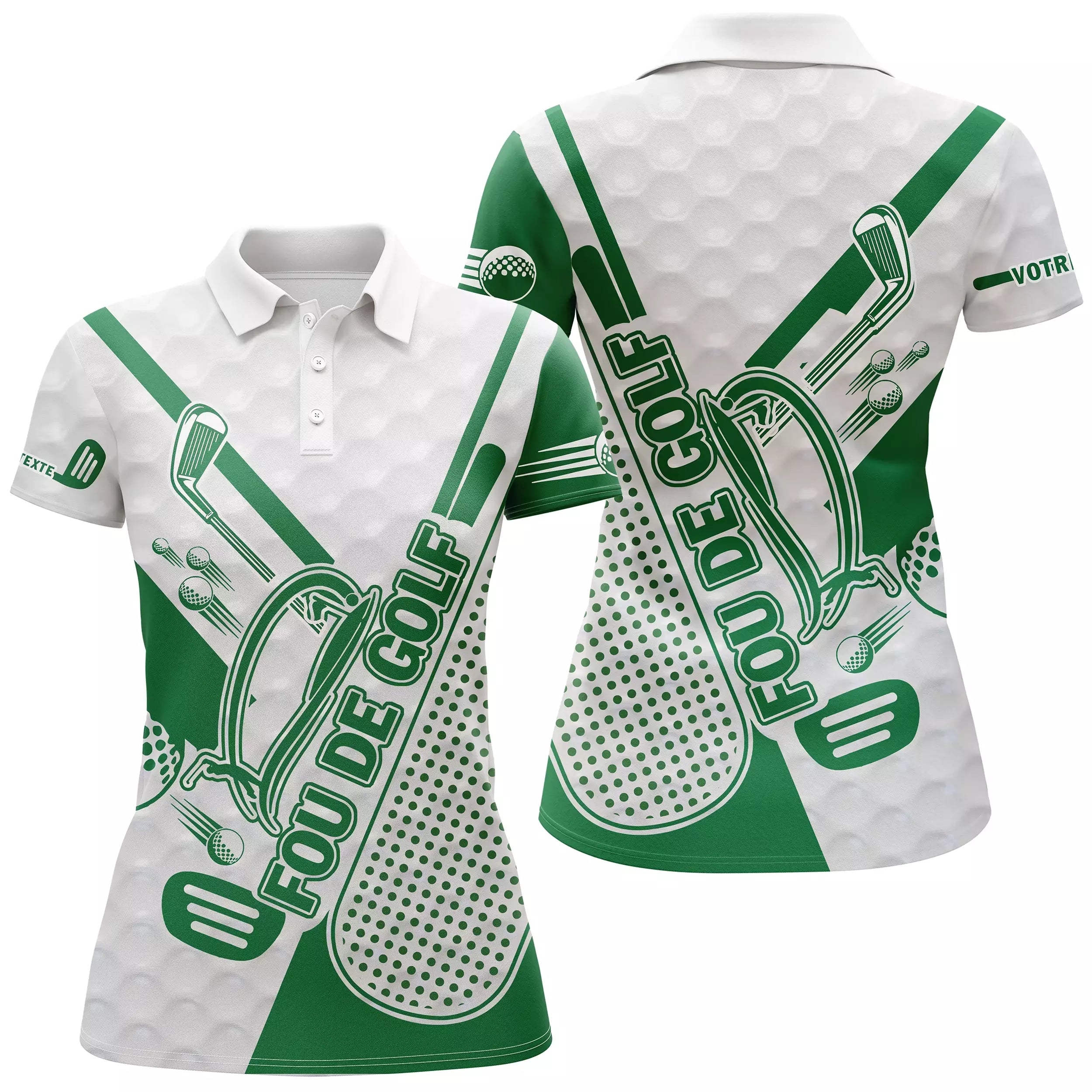 Golf Polo Shirt - Customizable Gift for Golf Fans, Green and Blue, Unisex Sports Polo, Golf Ball Patterns