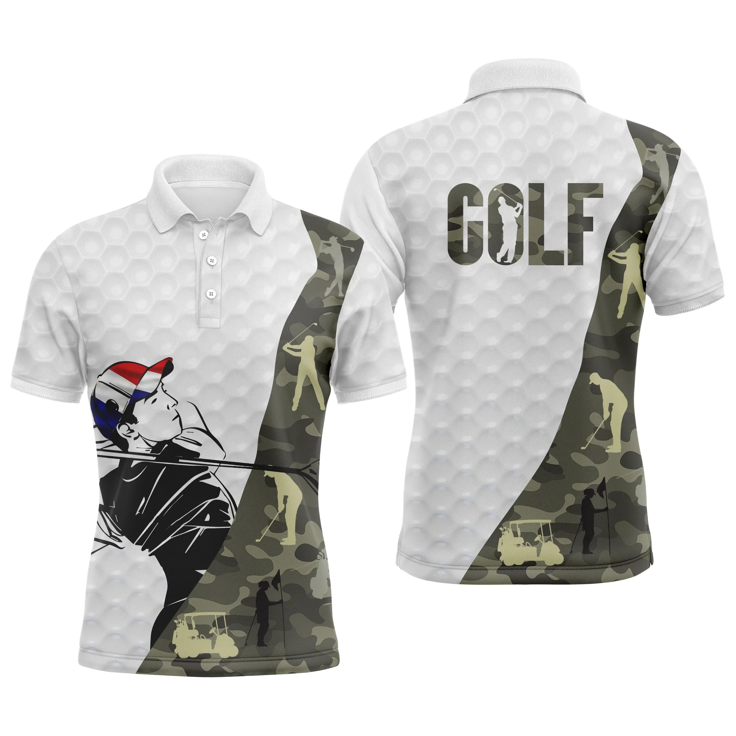 Golf Polo Shirt for Men and Women, Camouflage Golf Design, Golf Ball Patterns