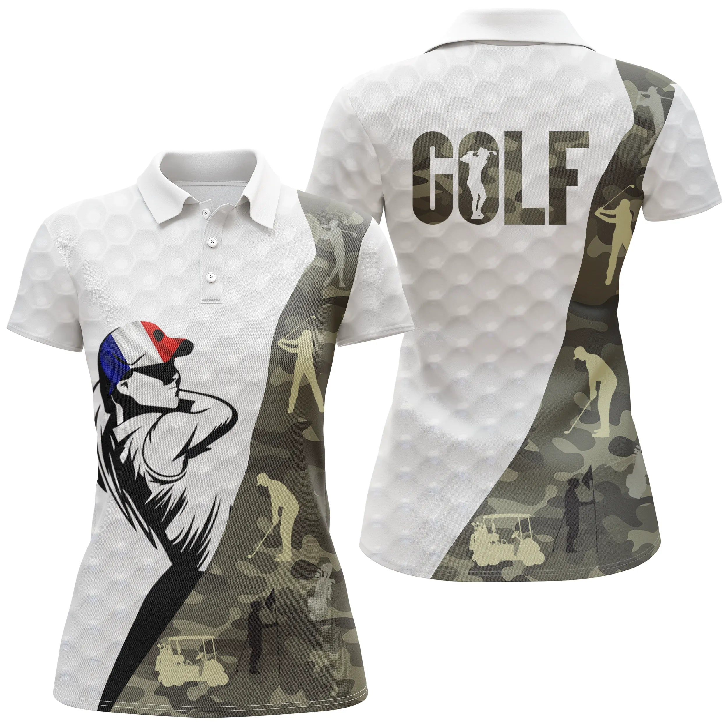 Golf Polo Shirt for Men and Women, Camouflage Golf Design, Golf Ball Patterns