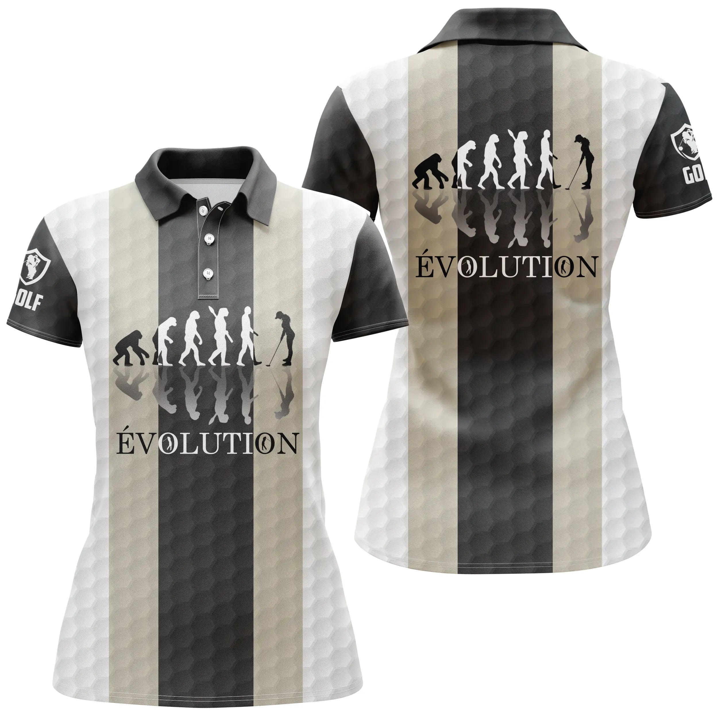 Golf Polo Shirt, Funny Golf Gift, Golf Ball Pattern, Golfer Evolution