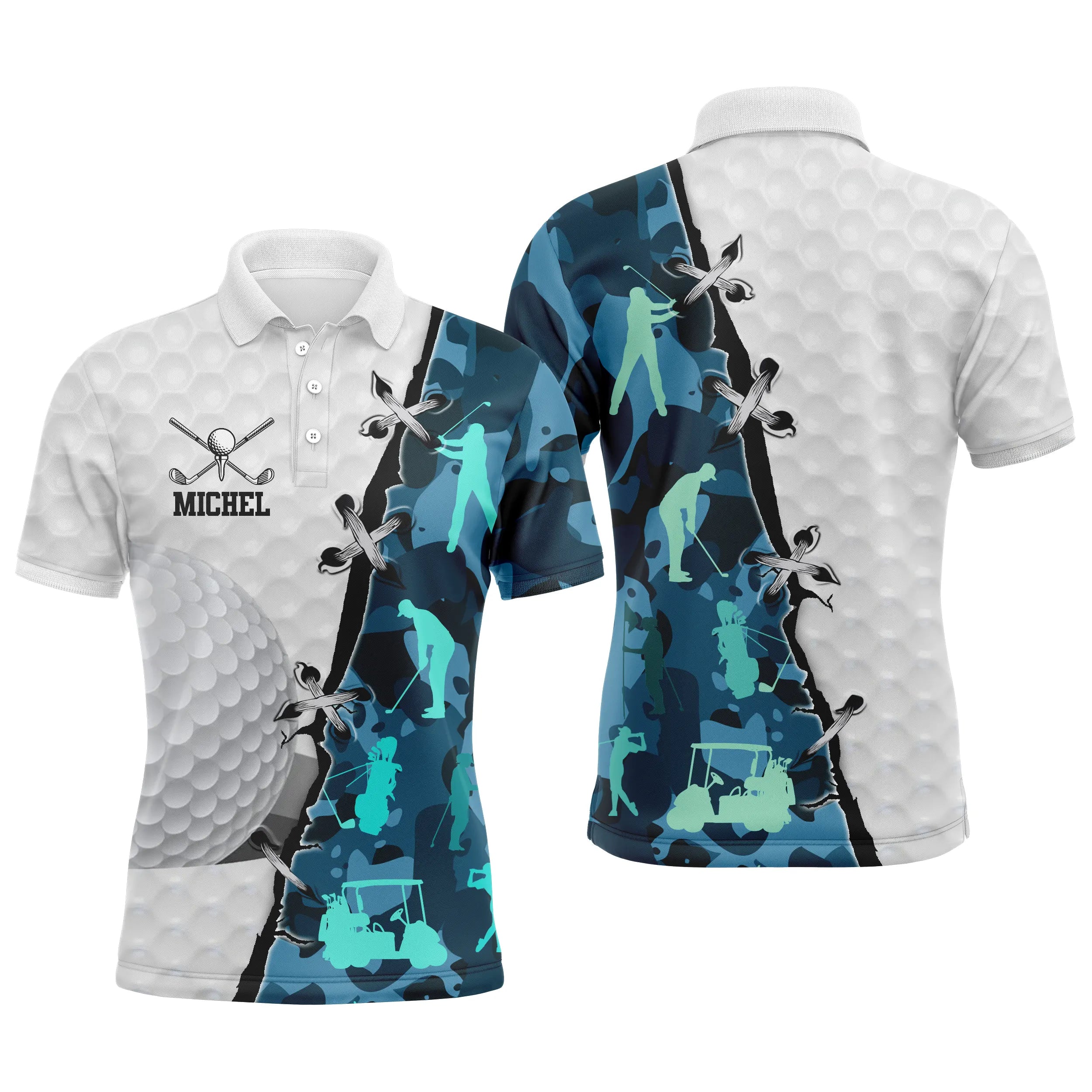 Golf Polo Shirt, Personalized Golf Gift, Quick-Dry Polo for Men and Women, Golf Ball, Camouflage Design - CTS17052217