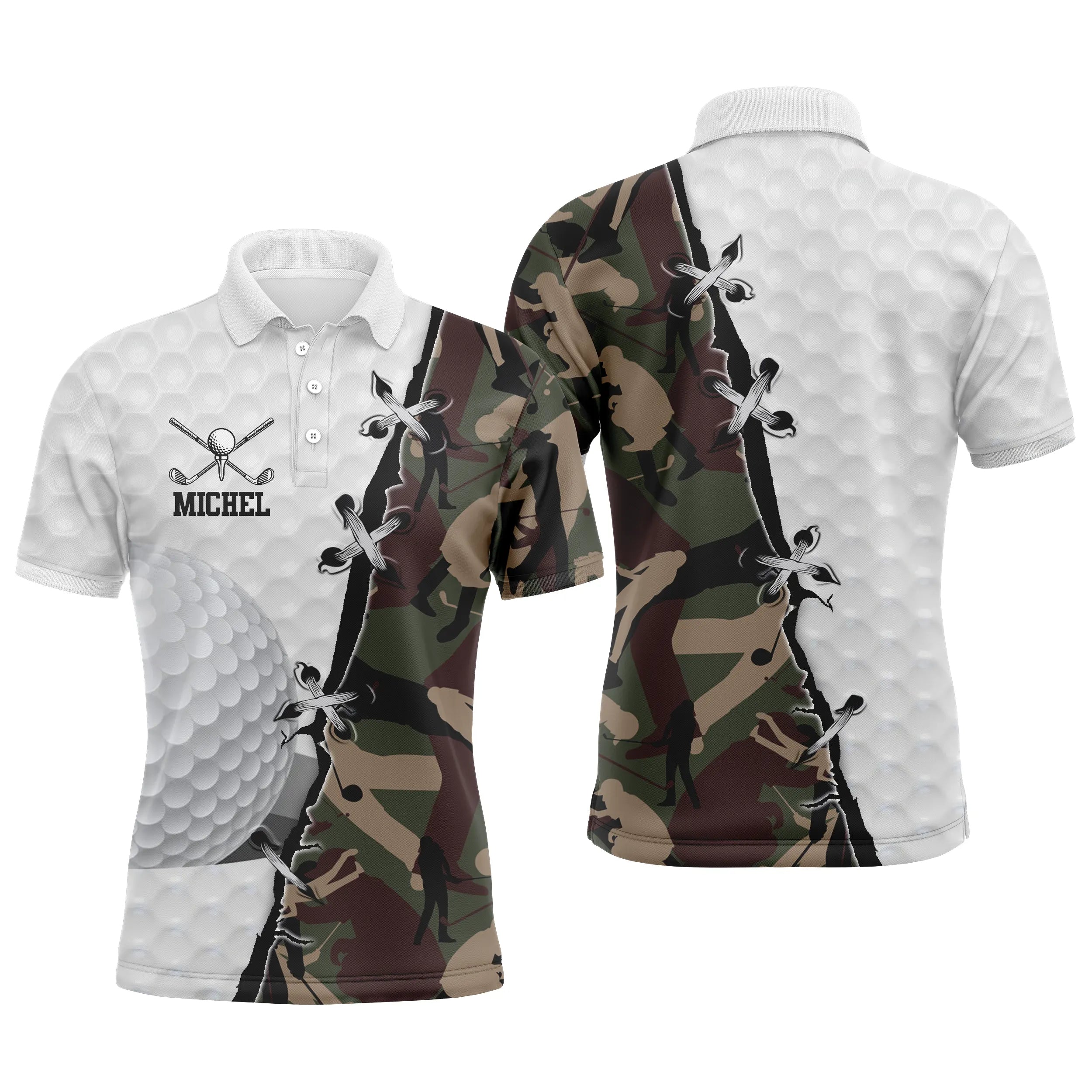 Golf Polo Shirt, Personalized Golf Gift, Quick-Dry Polo for Men and Women, Golf Ball, Camouflage Design - CTS17052217