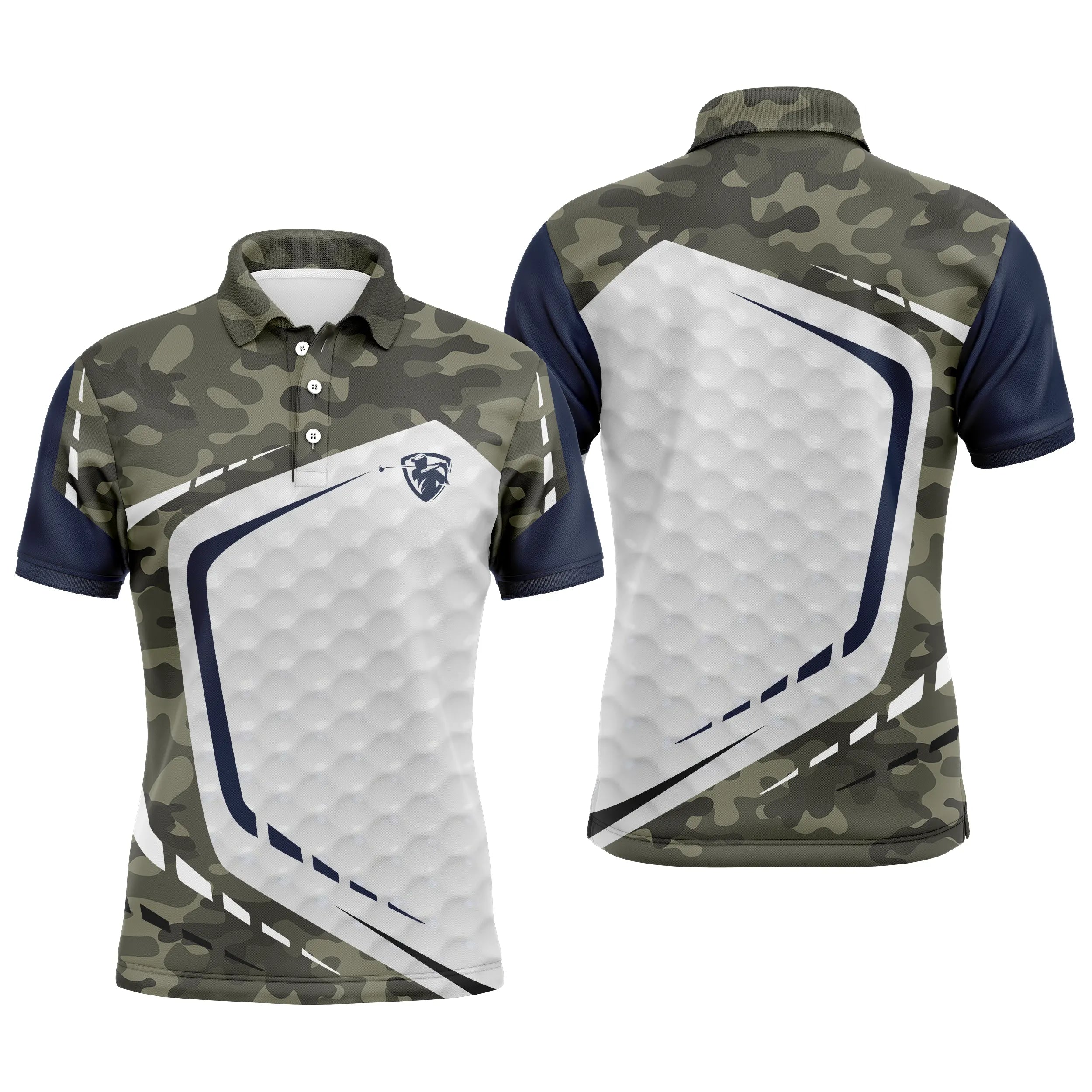 Golf Polo Shirt - Unique Gift for Golf Fans, Men's and Women's Sport Polo, Camouflage Patterns, Golf Ball, L