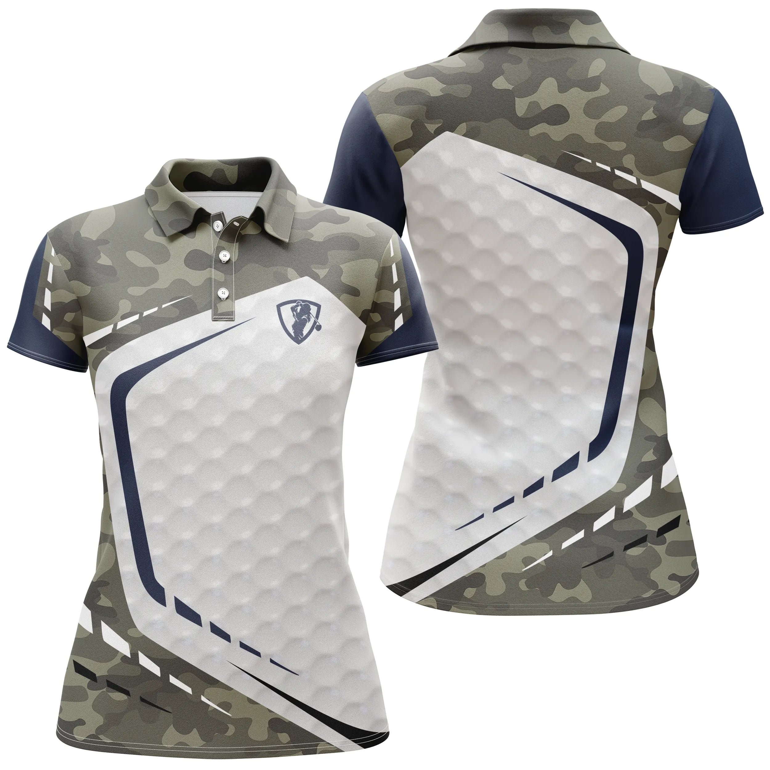 Golf Polo Shirt - Unique Gift for Golf Fans, Men's and Women's Sport Polo, Camouflage Patterns, Golf Ball, L