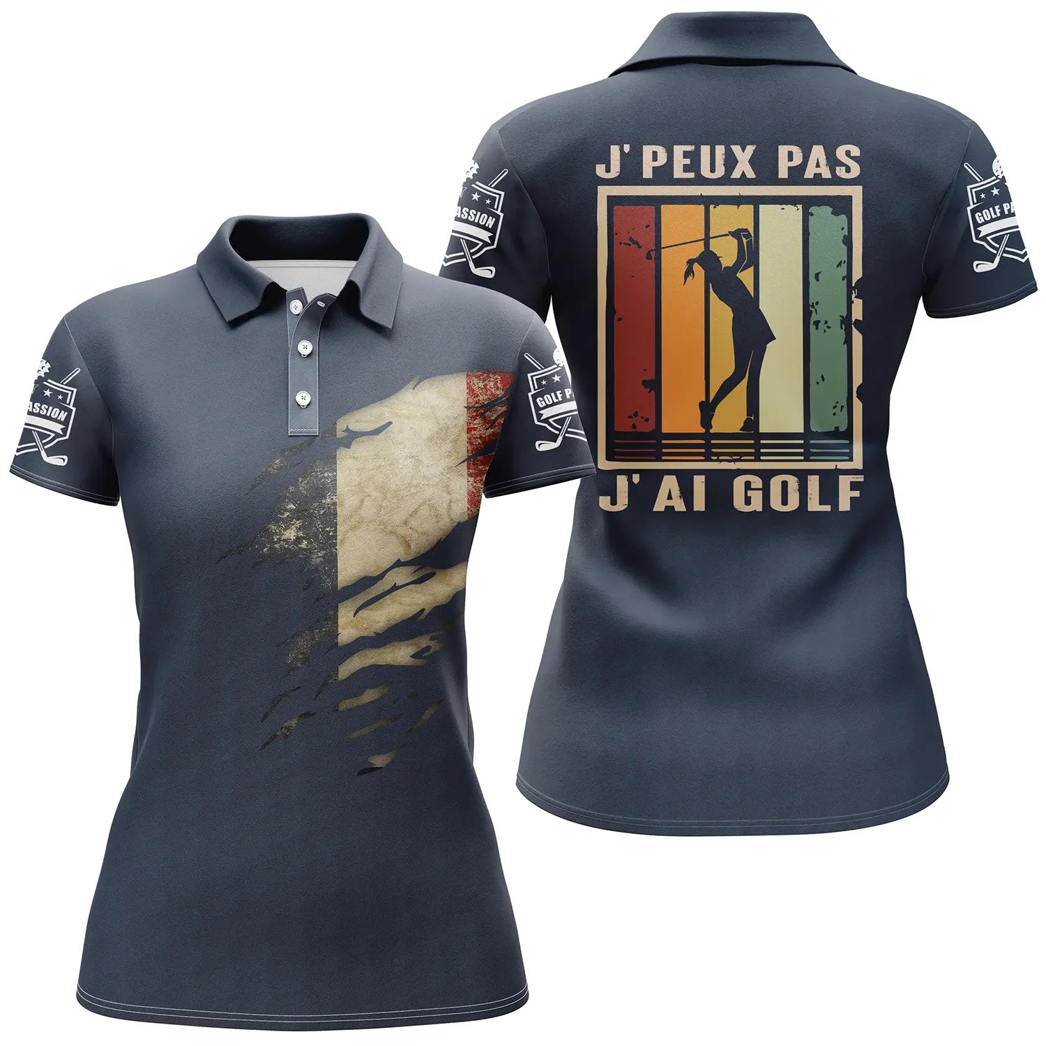 Golf Polo Shirt, Unique Golf Gift, Golf Enthusiast, French Flag, Can't Golf - CT06022320