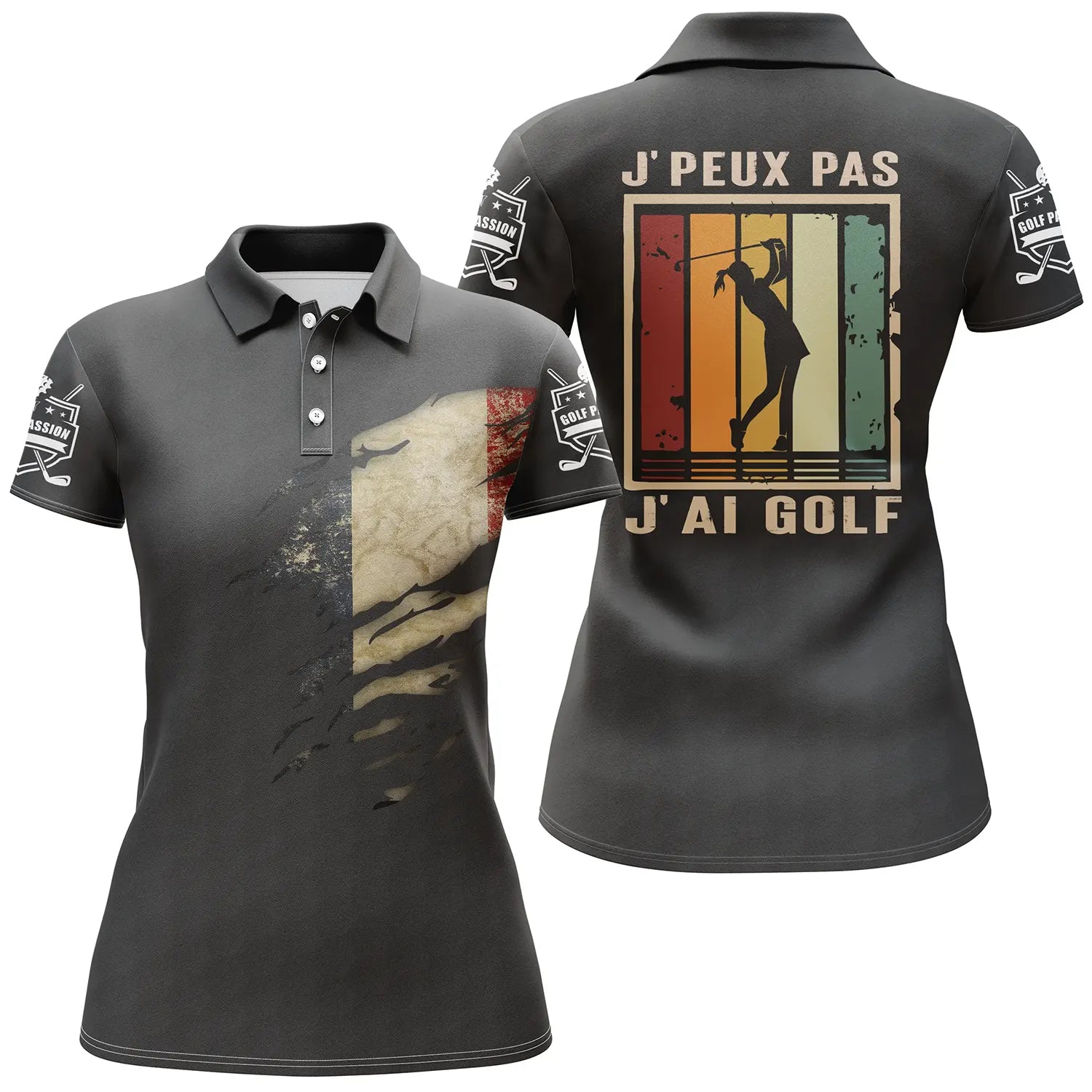 Golf Polo Shirt, Unique Golf Gift, Golf Enthusiast, French Flag, Can't Golf - CT06022320