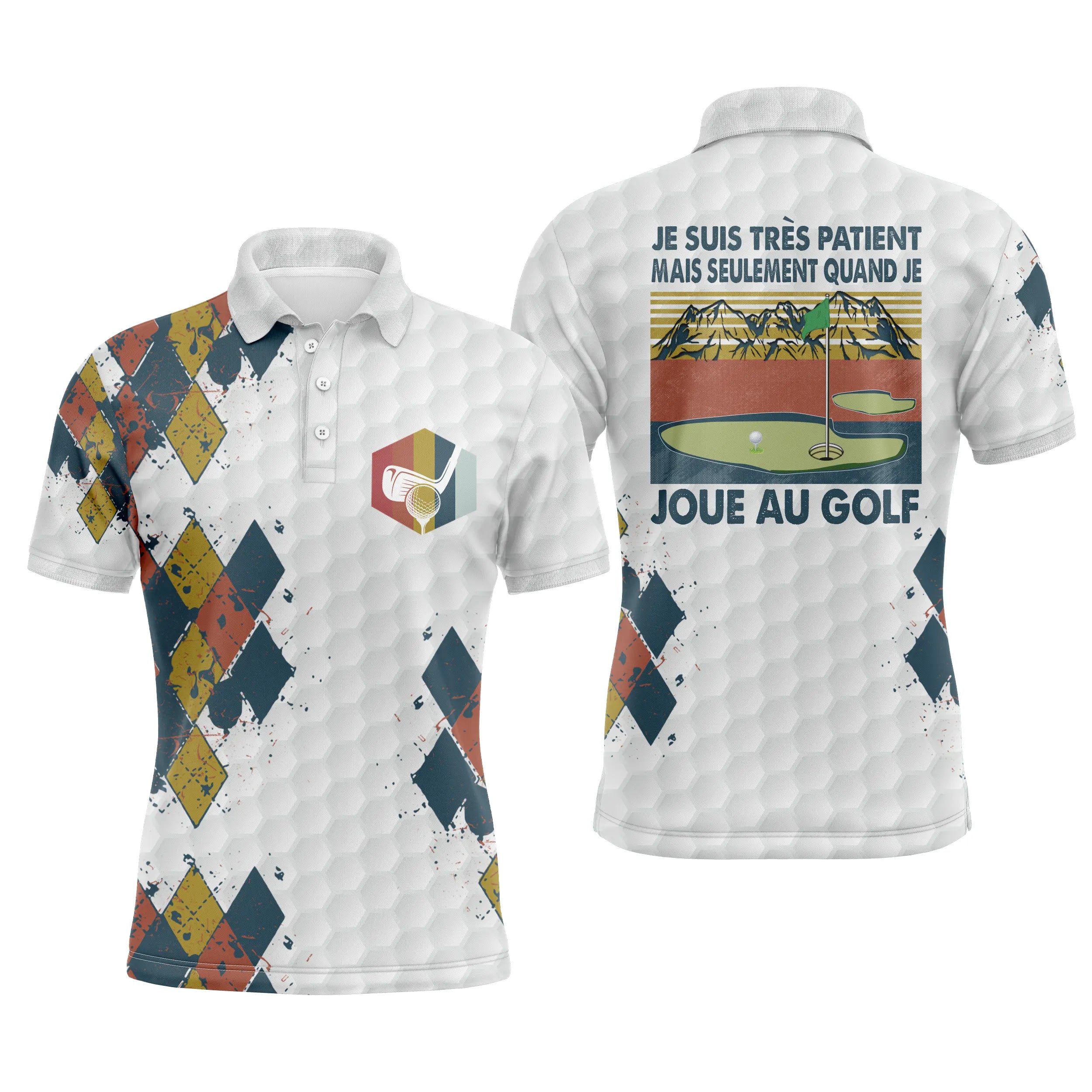 Golf Polo Shirts for Men and Women, Retro Vintage Designs, Golf Ball Patterns, High Patience - CTS21