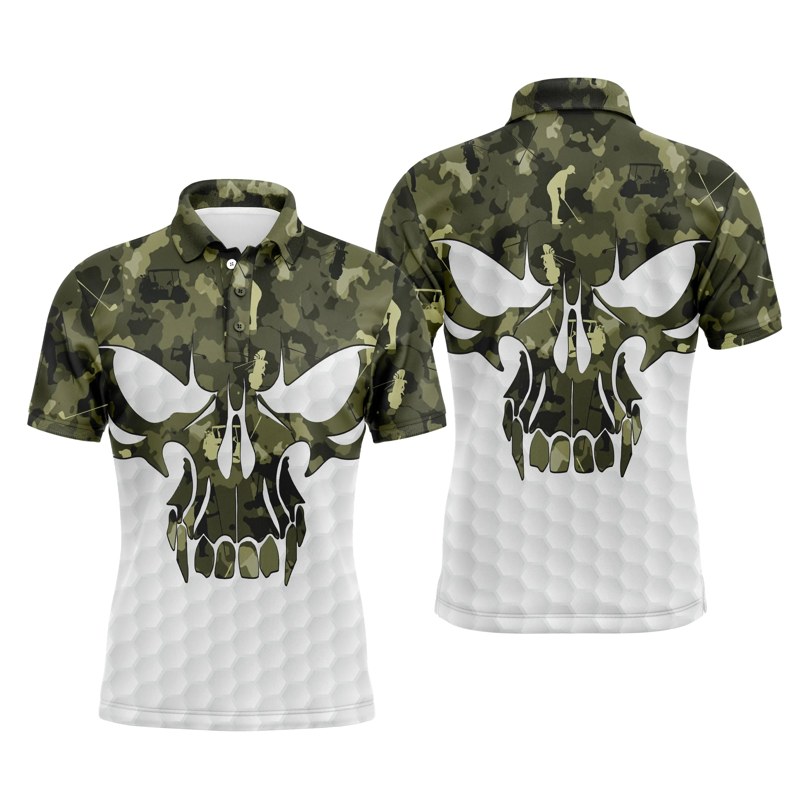 Golf Polo - Unique Gift for Golf Fans, Men's and Women's Sport Polo, Golf Camouflage, Golf Skull - CTS