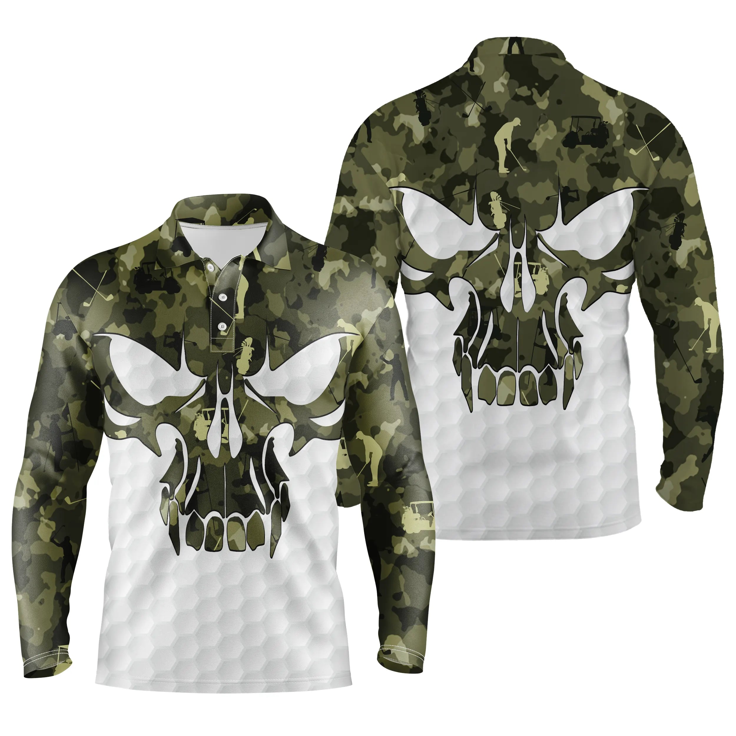 Golf Polo - Unique Gift for Golf Fans, Men's and Women's Sport Polo, Golf Camouflage, Golf Skull - CTS