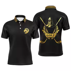 Golf Roi Croisé, Polo de Sport, Cadeau Golf Original, Polo Homme Noir, Club de Golf