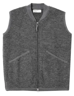 Grey Marl Wool Fleece Zip Waistcoat by Universal Works