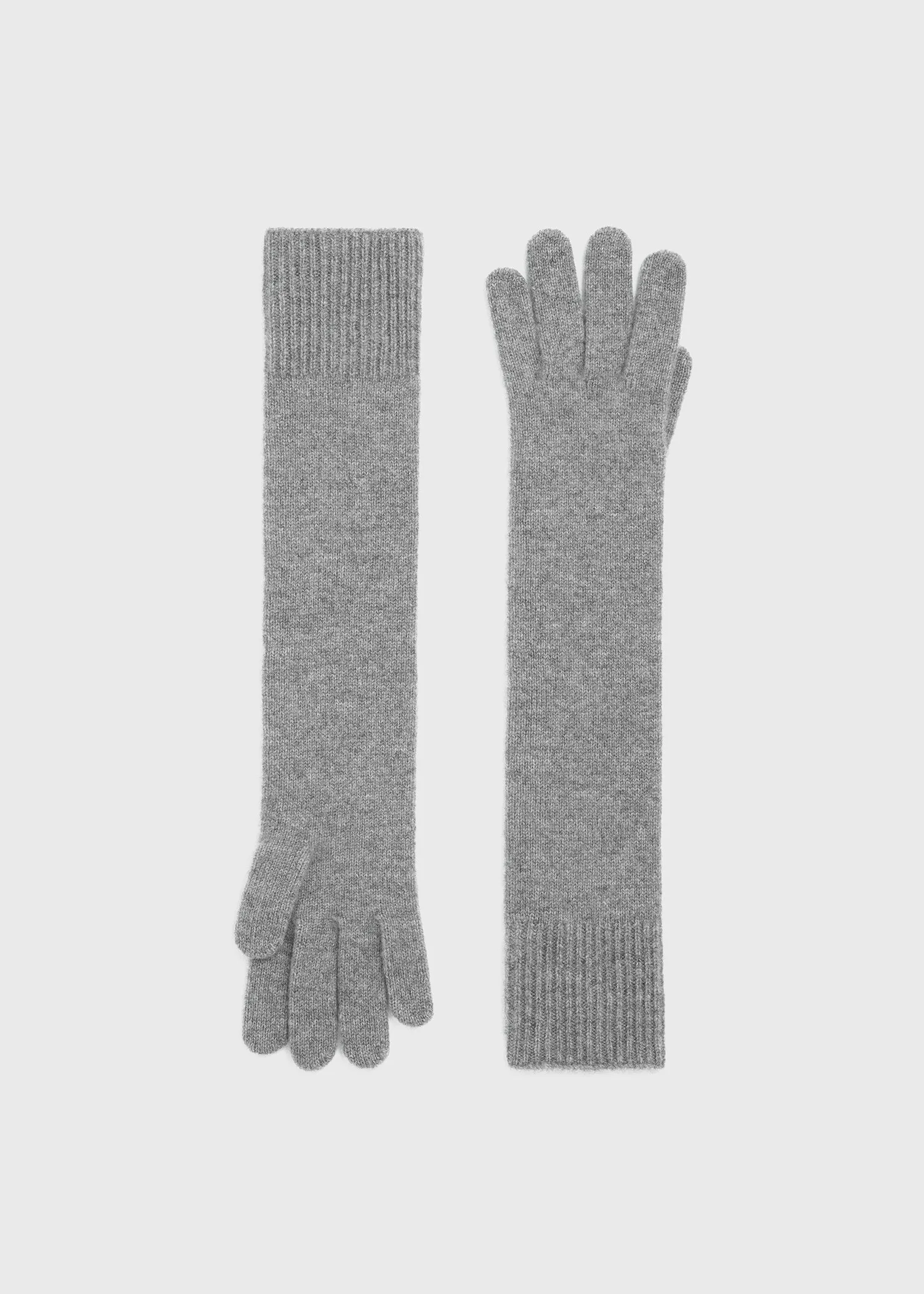 Grey Mélange Long Knit Gloves