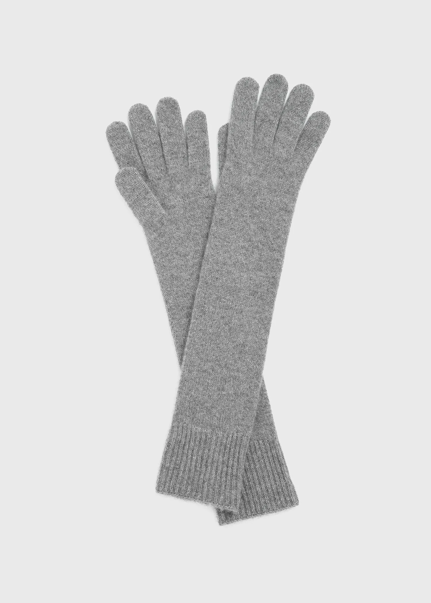 Grey Mélange Long Knit Gloves