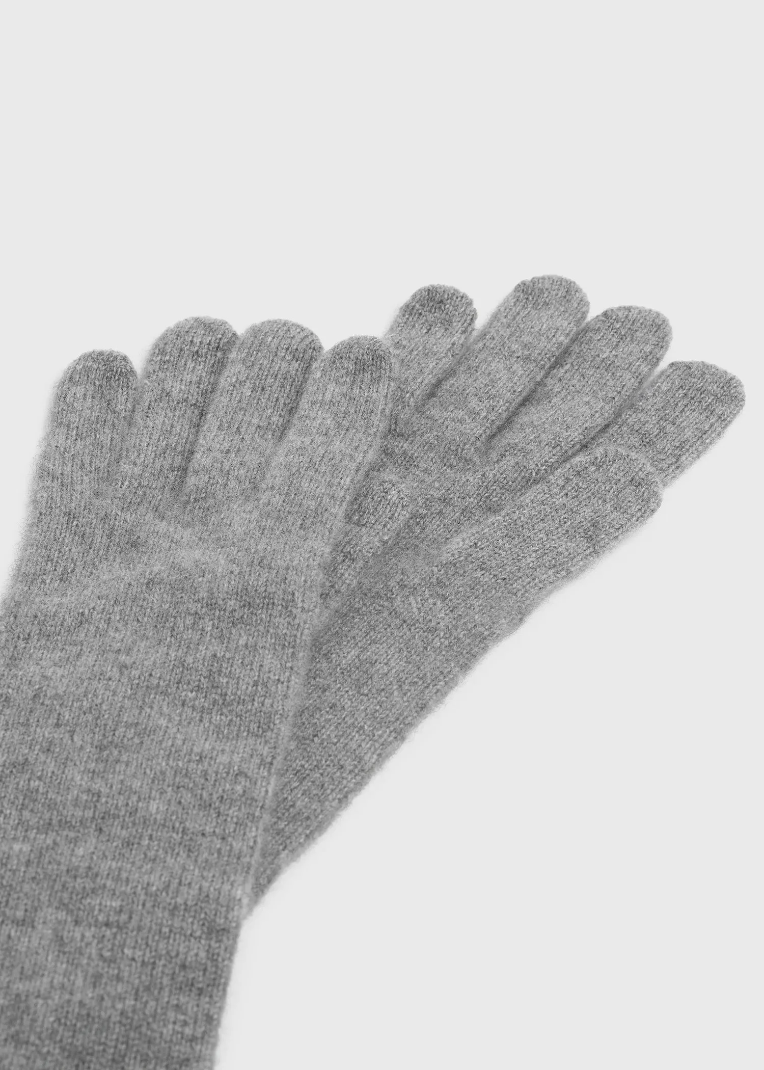 Grey Mélange Long Knit Gloves