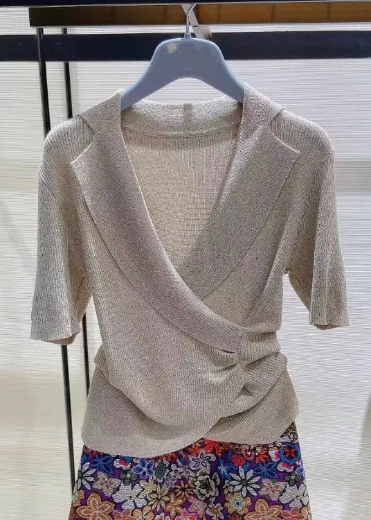 Grey Solid Knit Top- AS1035