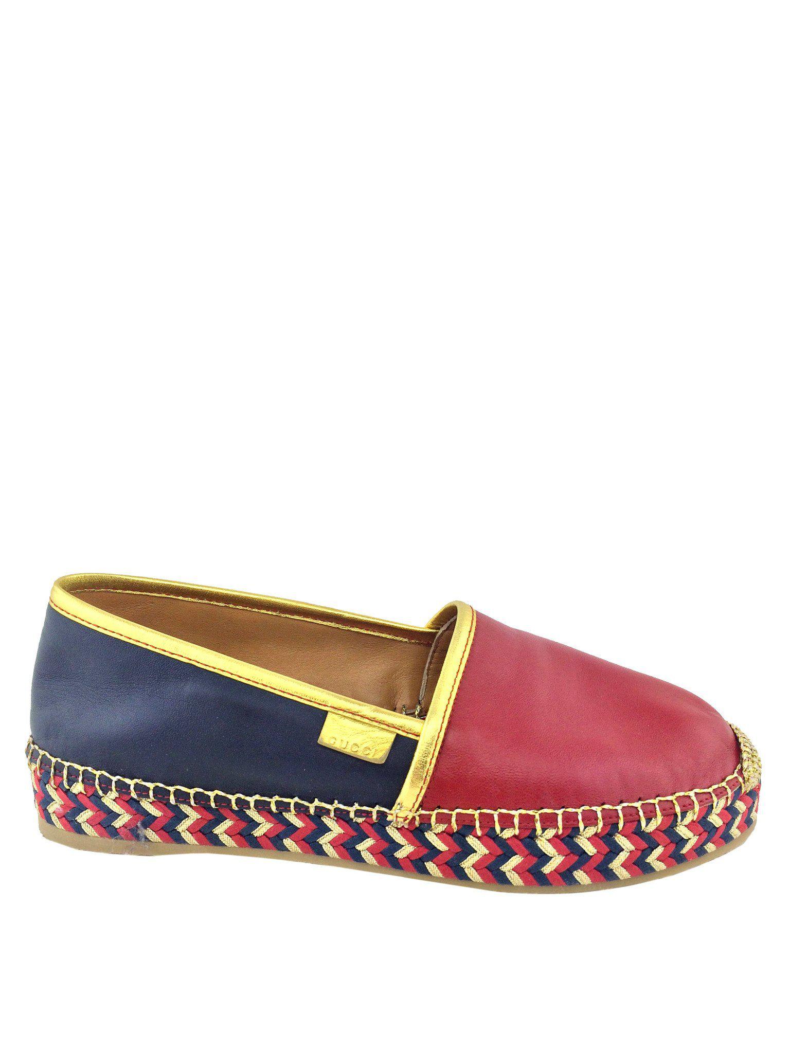 Gucci Pilar Leather Espadrille Flats 6.5 NEW