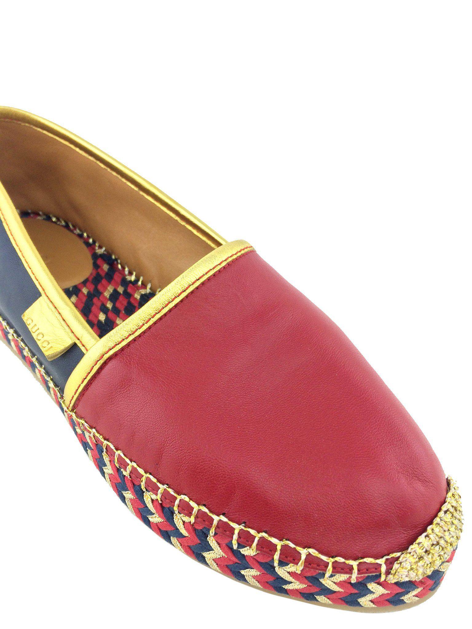 Gucci Pilar Leather Espadrille Flats 6.5 NEW